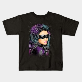 Beautiful cosmos girl on a black background. Kids T-Shirt